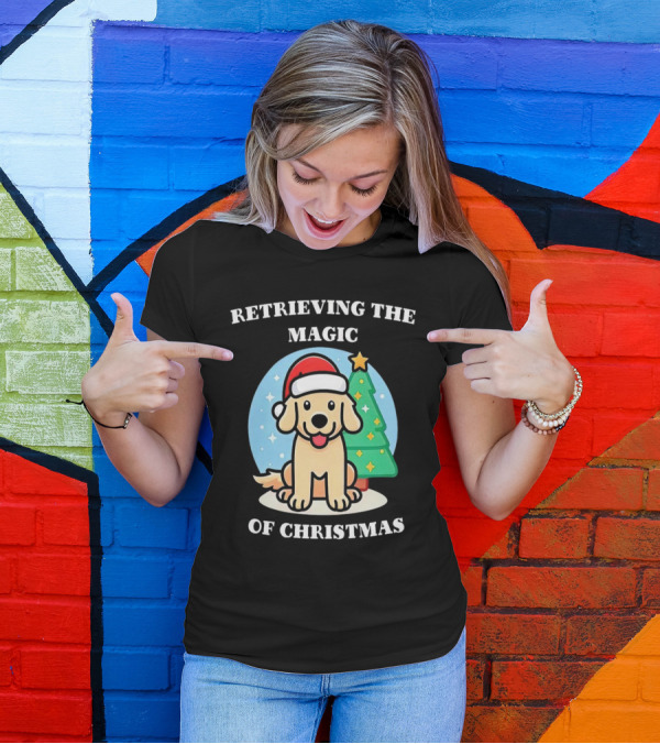 Retrieving The Magic Of Christmas With Santa Dog And Christmas Tree T-Shirt