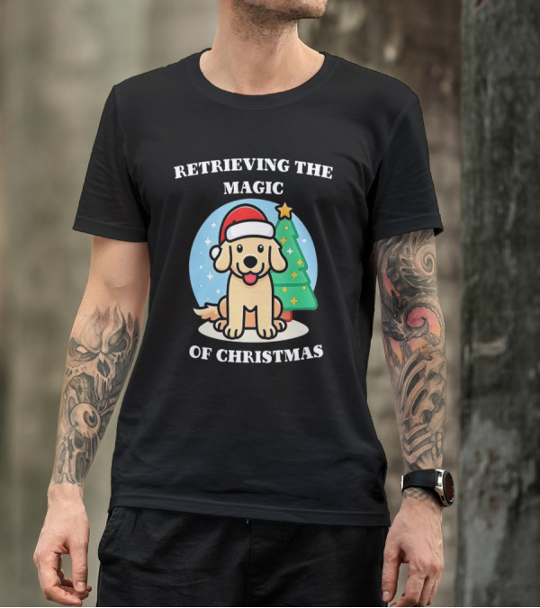 Retrieving The Magic Of Christmas With Santa Dog And Christmas Tree T-Shirt