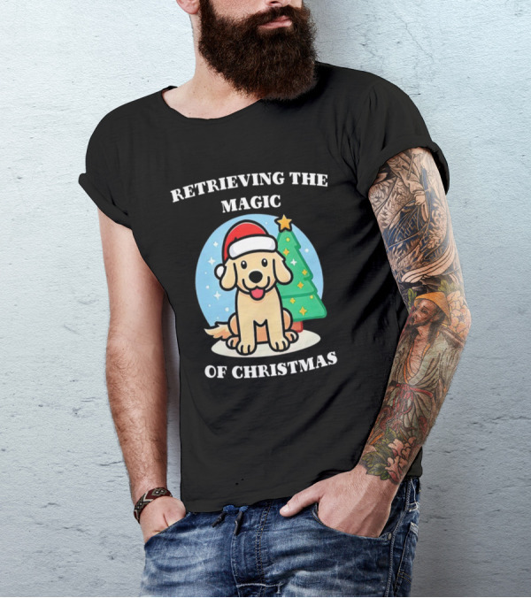 Retrieving The Magic Of Christmas With Santa Dog And Christmas Tree T-Shirt