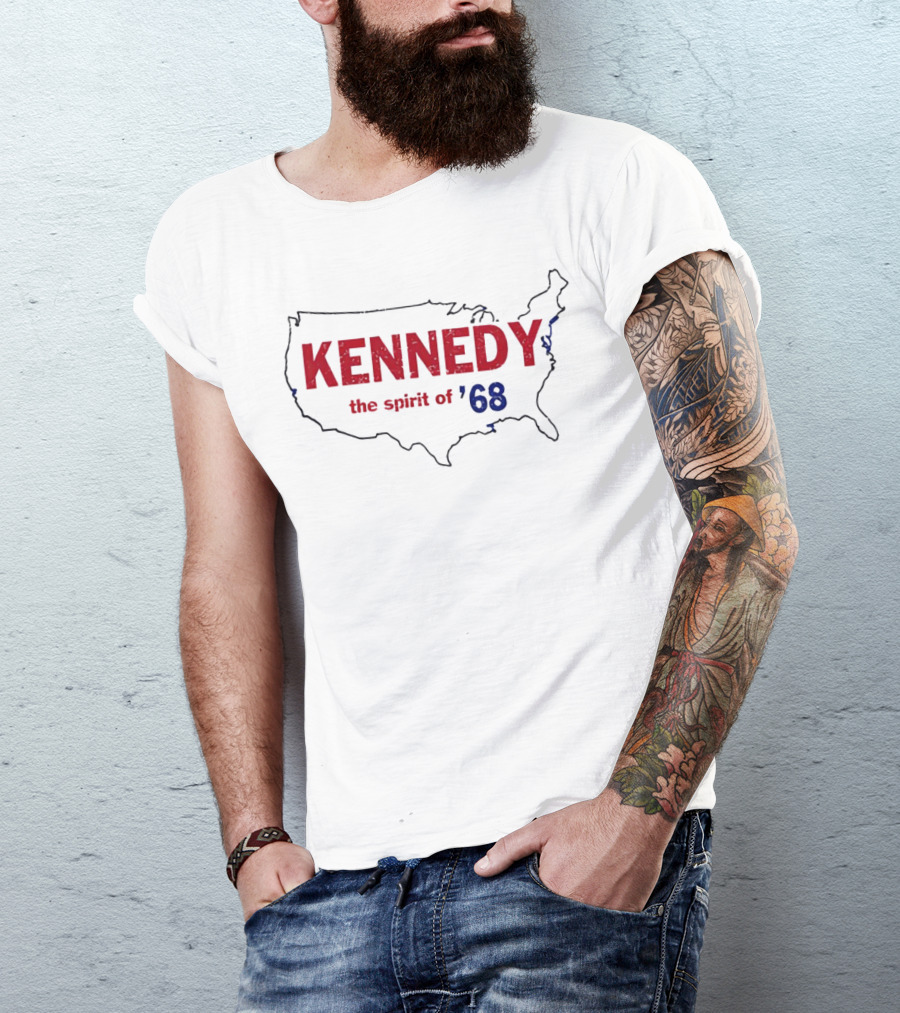 Kennedy The Spirit Of ’68 USA Map Outline T-Shirt