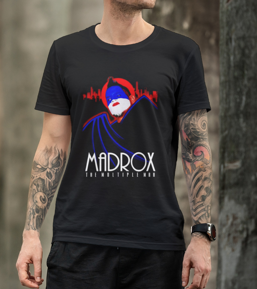 Madrox The Multiple Man City Skyline Red Blue Face Paint T-Shirt