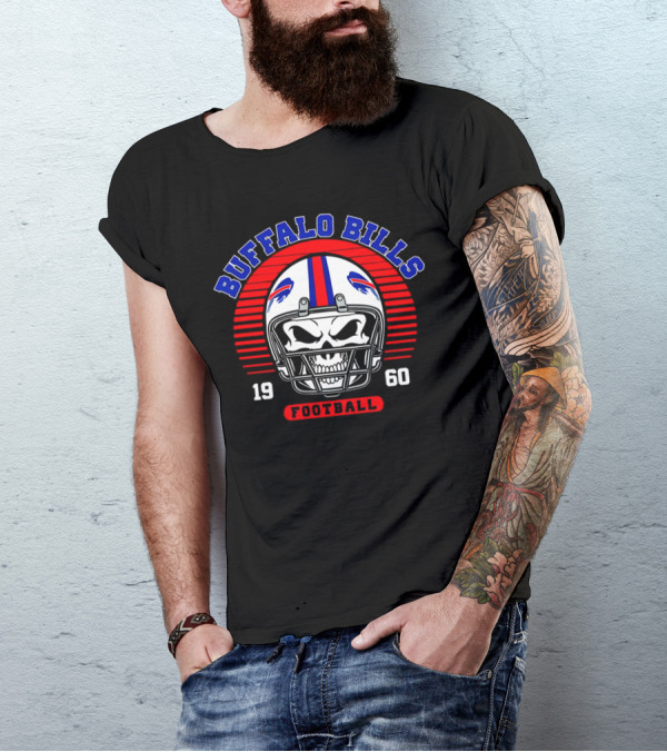 Buffalo Bills 1960 Skull Helmet Football T-Shirt