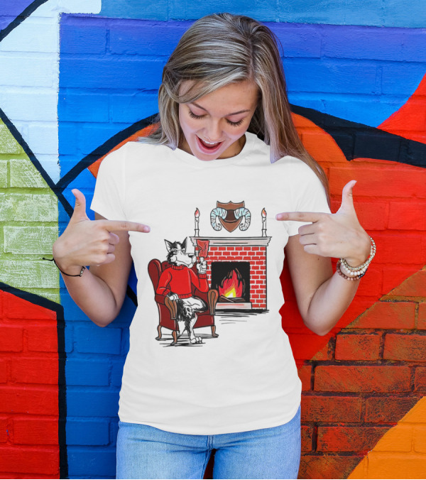 NC State Wolfpack Cozy Fireplace Christmas Scene Sweater Wolf T-Shirt