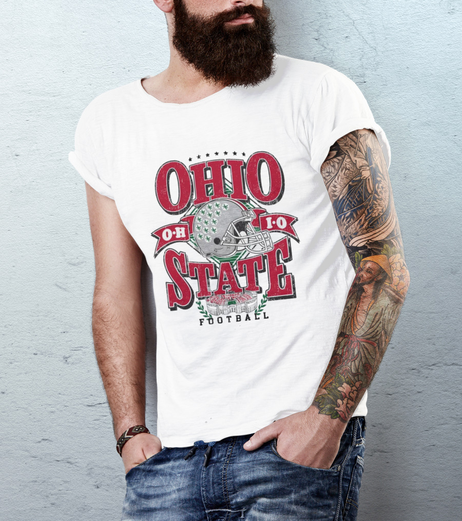 Ohio State Buckeyes Football Helmet Stadium Vintage T-Shirt