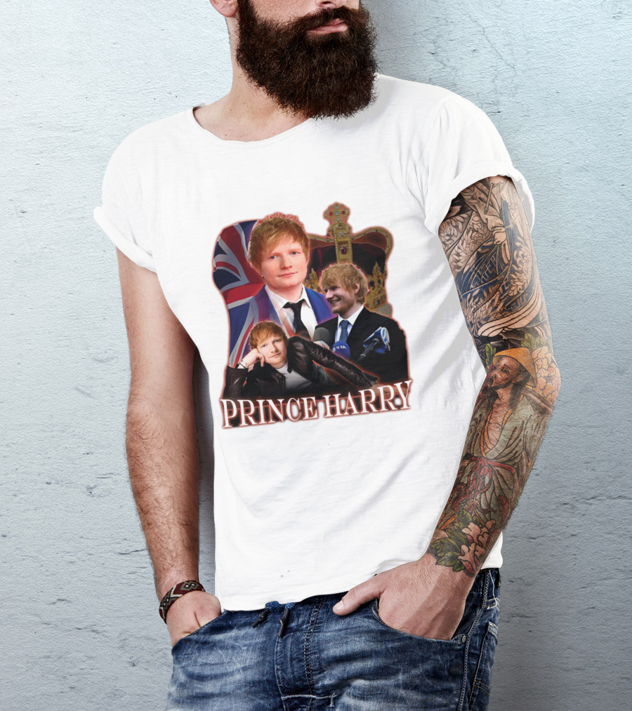 Prince Harry Ed Sheeran Union Jack Crown T-Shirt