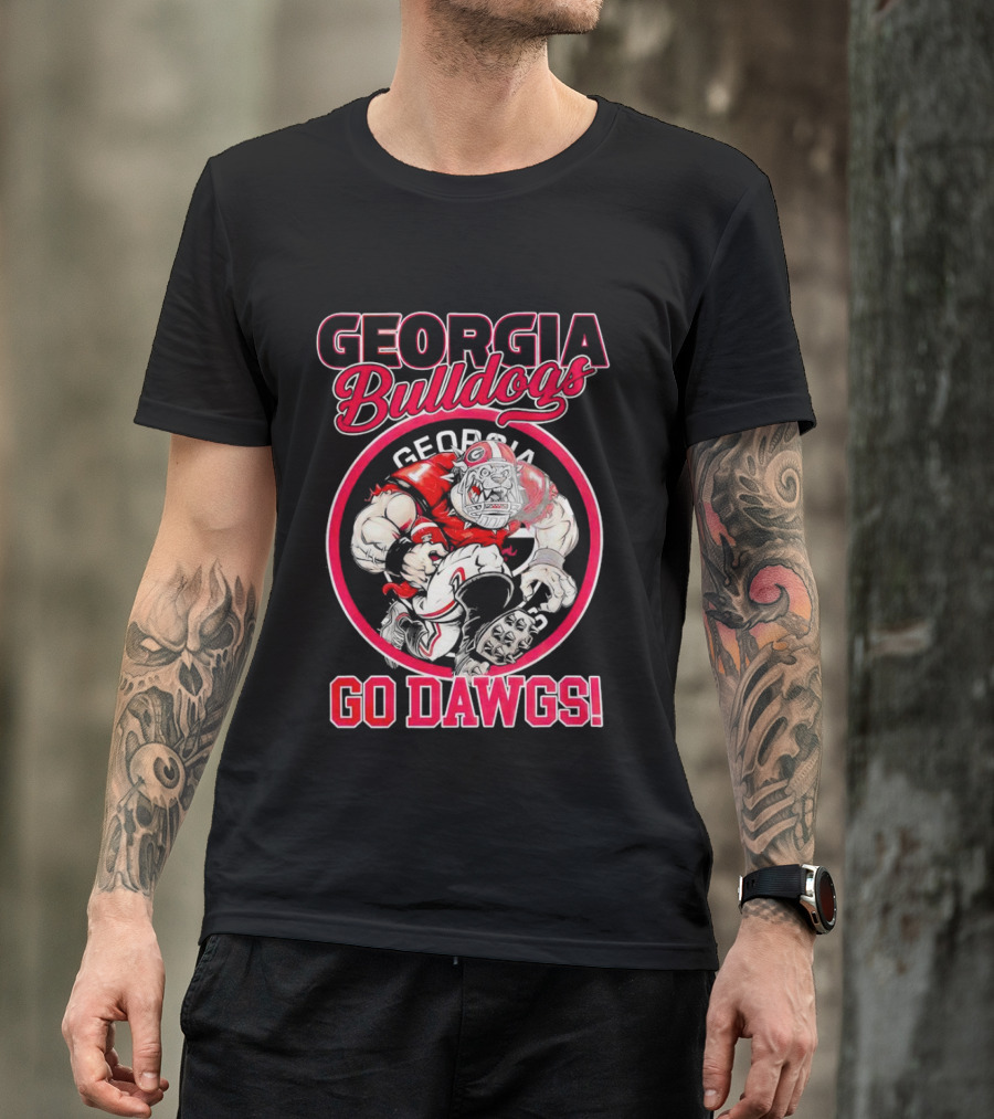 Georgia Bulldogs Go Dawgs UGA Aggressive Mascot T-Shirt