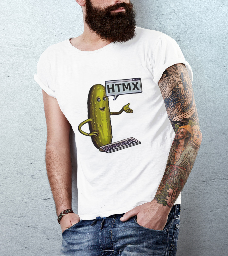 HTMX Keyboard Pickle T-Shirt
