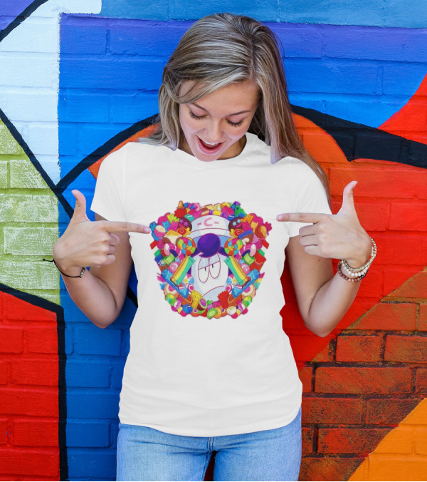 Pelo Overwhelming Sweet Candy Explosion Colorful Sweets Rainbow Lollipops T-Shirt