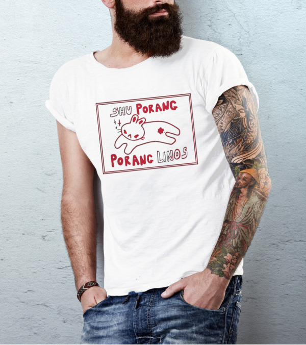 SHU Porang Porang Linos Cat Drawing T-Shirt