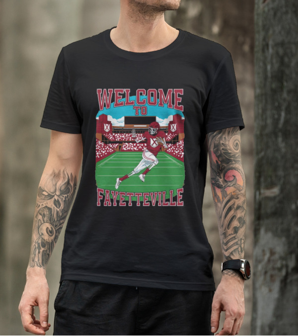 WELCOME TO FAYETTEVILLE FOOTBALL SKELETON STADIUM SCENE T-Shirt