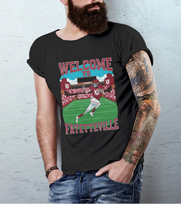 WELCOME TO FAYETTEVILLE FOOTBALL SKELETON STADIUM SCENE T-Shirt