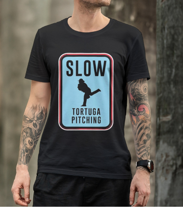 SLOW Tortuga Pitching Sign Baseball T-Shirt