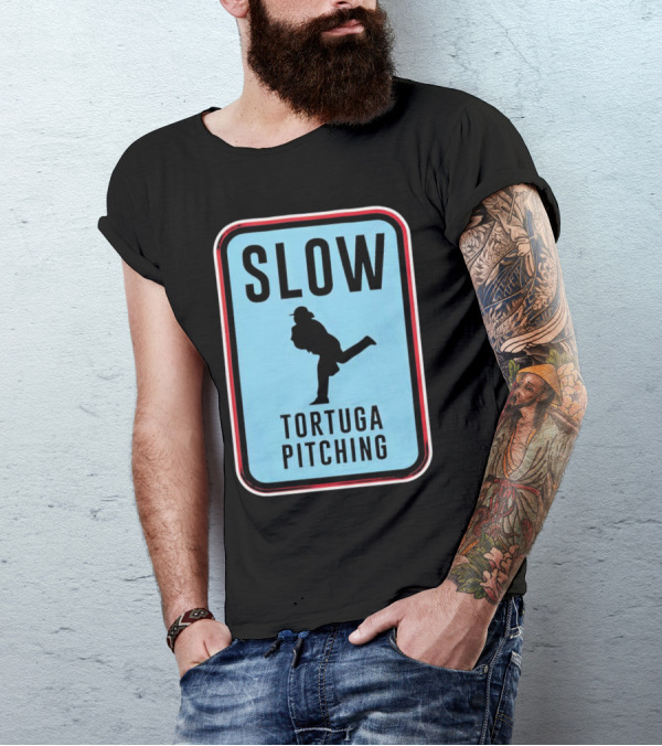 SLOW Tortuga Pitching Sign Baseball T-Shirt