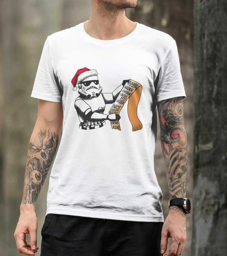 Stormtrooper Santa Naughty Nice List Vader Chewie Holiday Fun T-Shirt