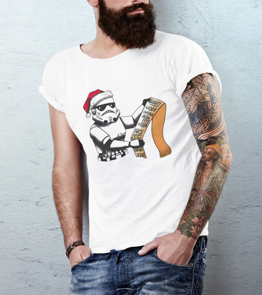 Stormtrooper Santa Naughty Nice List Vader Chewie Holiday Fun T-Shirt
