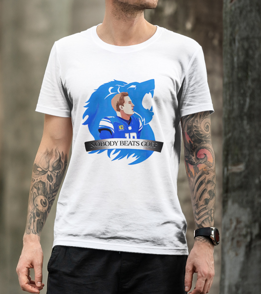 That’s Good Sports Nobody Beats Goff Blue Lion Football Player T-Shirt