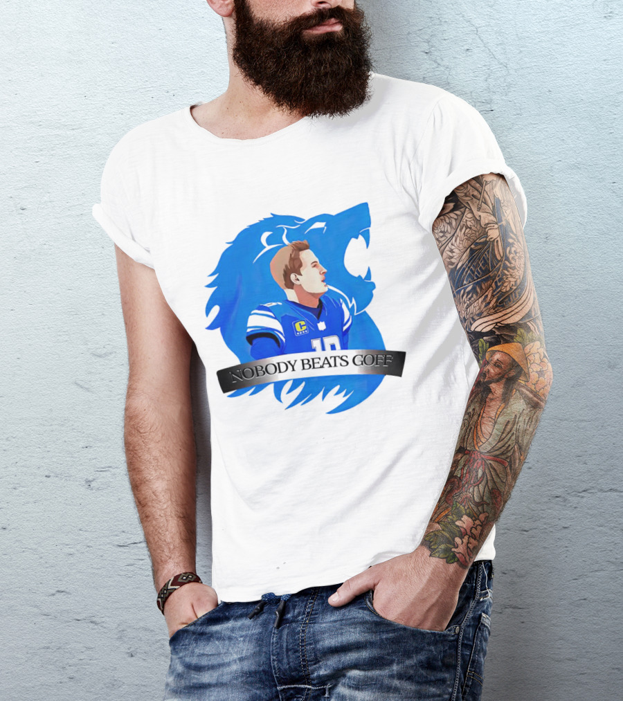 That’s Good Sports Nobody Beats Goff Blue Lion Football Player T-Shirt