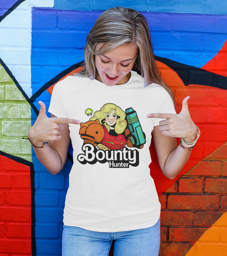 Bounty Hunter Retro Blonde Character With Sci-Fi Armor T-Shirt