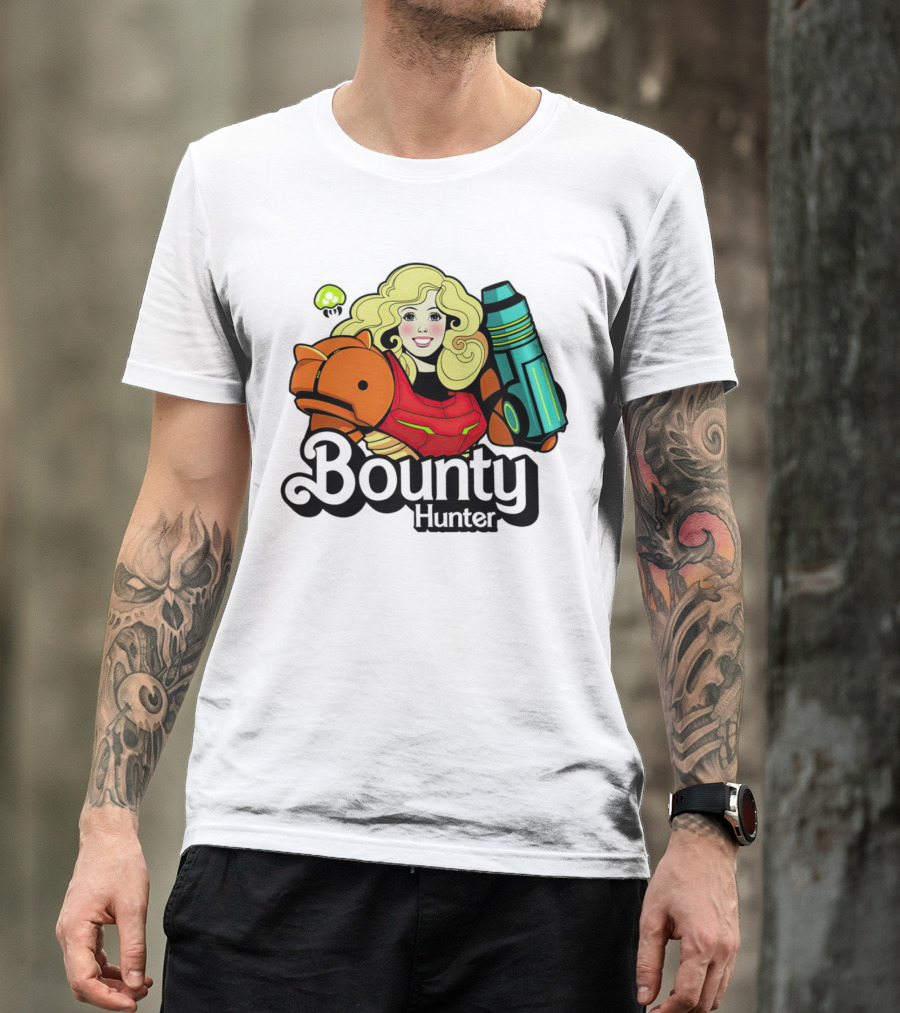 Bounty Hunter Retro Blonde Character With Sci-Fi Armor T-Shirt