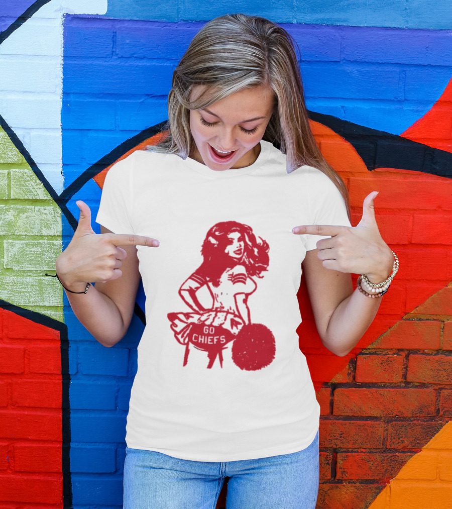 Cheerleader Go Chiefs Pom Pom Spirit T-Shirt