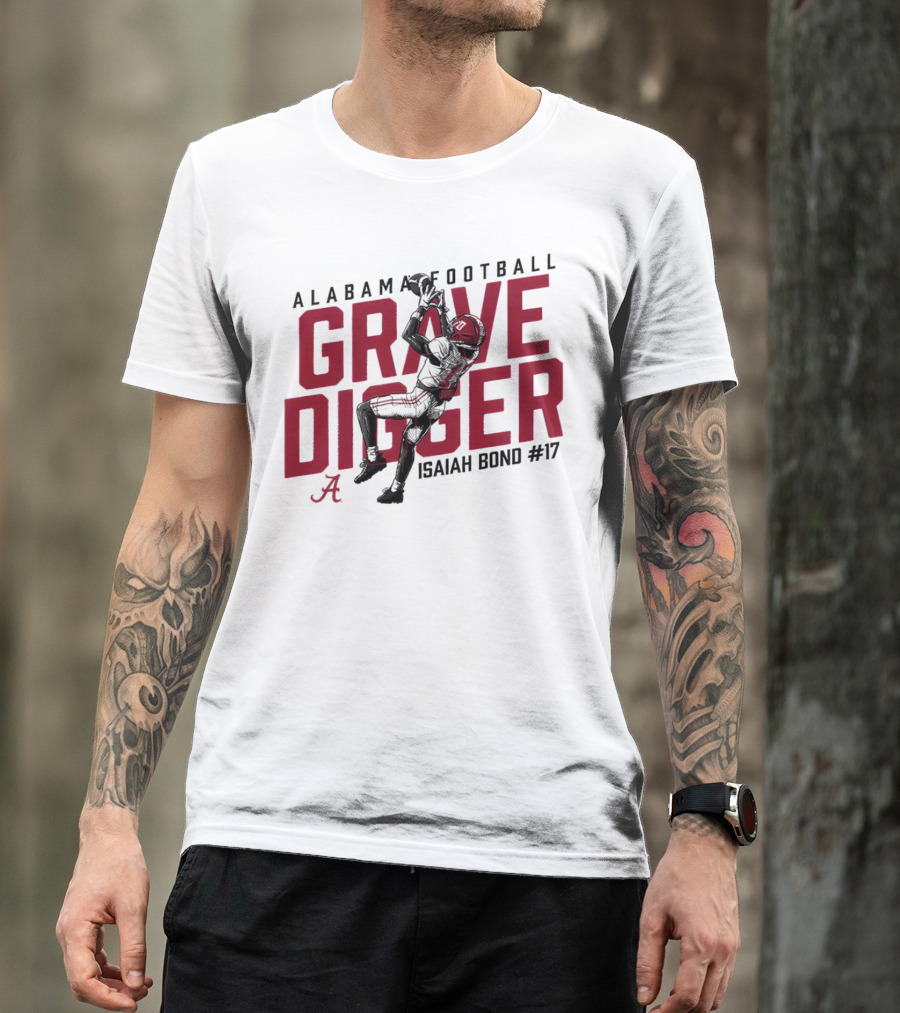 Alabama Football Isaiah Bond #17 Grave Digger Crimson Tide T-Shirt