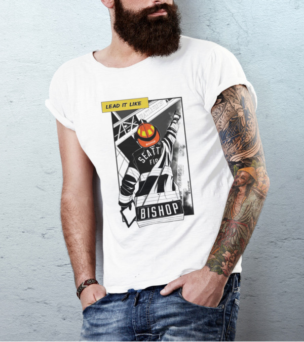 Lead It Like Seattle Fire Bishop Firefighter Helmet Hero T-Shirt