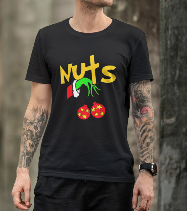 Grinch Nuts Bauble Christmas Santa Hat Holiday Humor T-Shirt