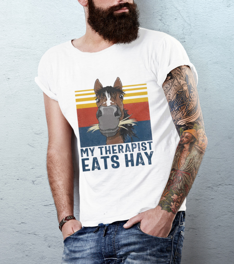 My Therapist Eats Hay Horse Vintage T-Shirt