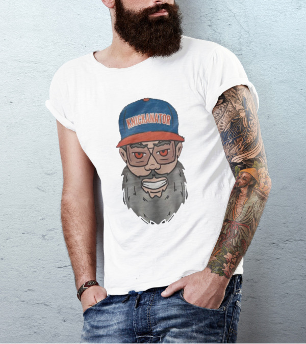 Nickanator New York Knicks Beard Hat Face T-Shirt