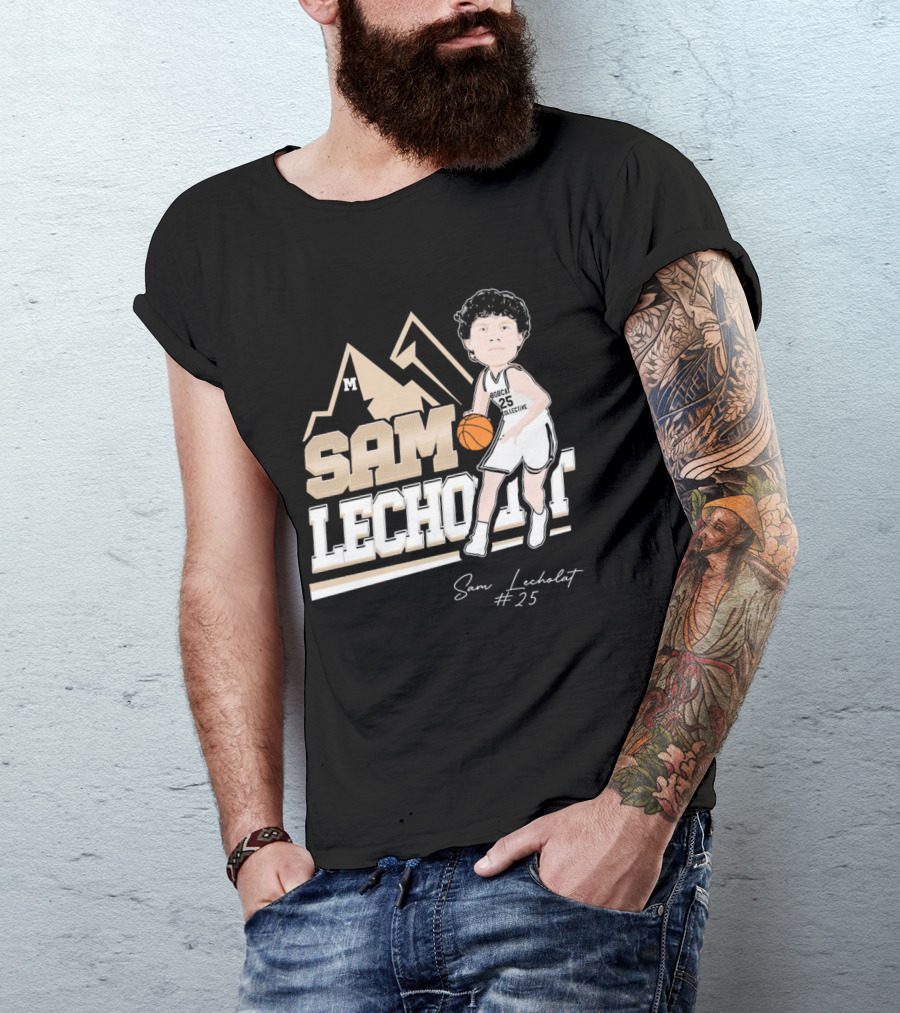 Sam Lecholat Montana State Bobcats Collective #25 Signature Basketball Player M T-Shirt