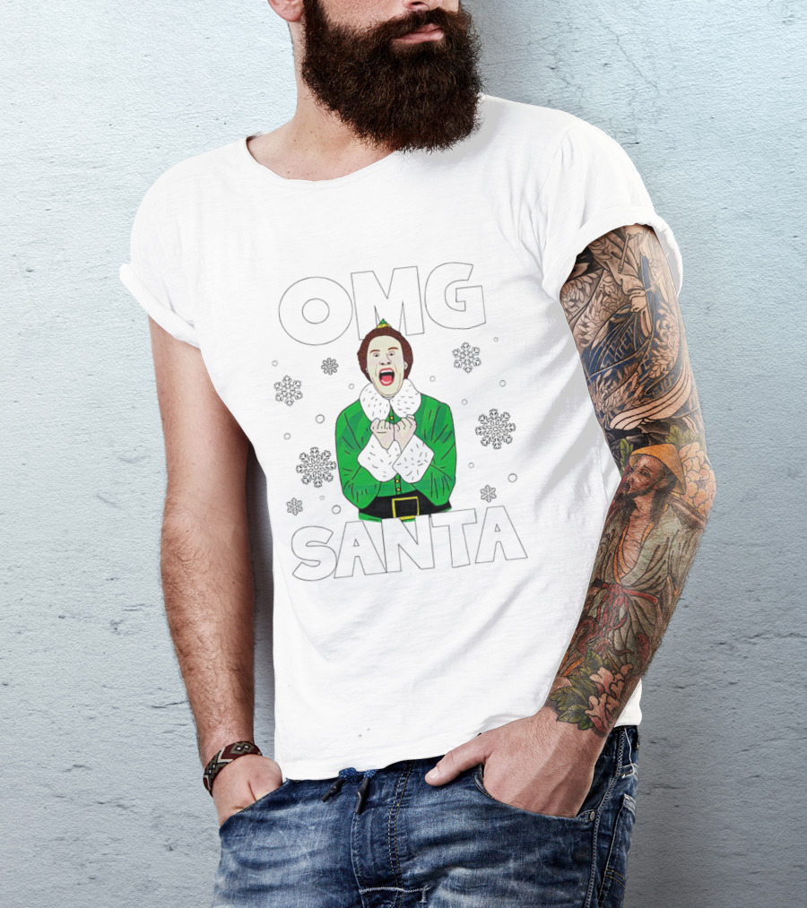 OMG Santa Christmas Elf Excited Reaction T-Shirt