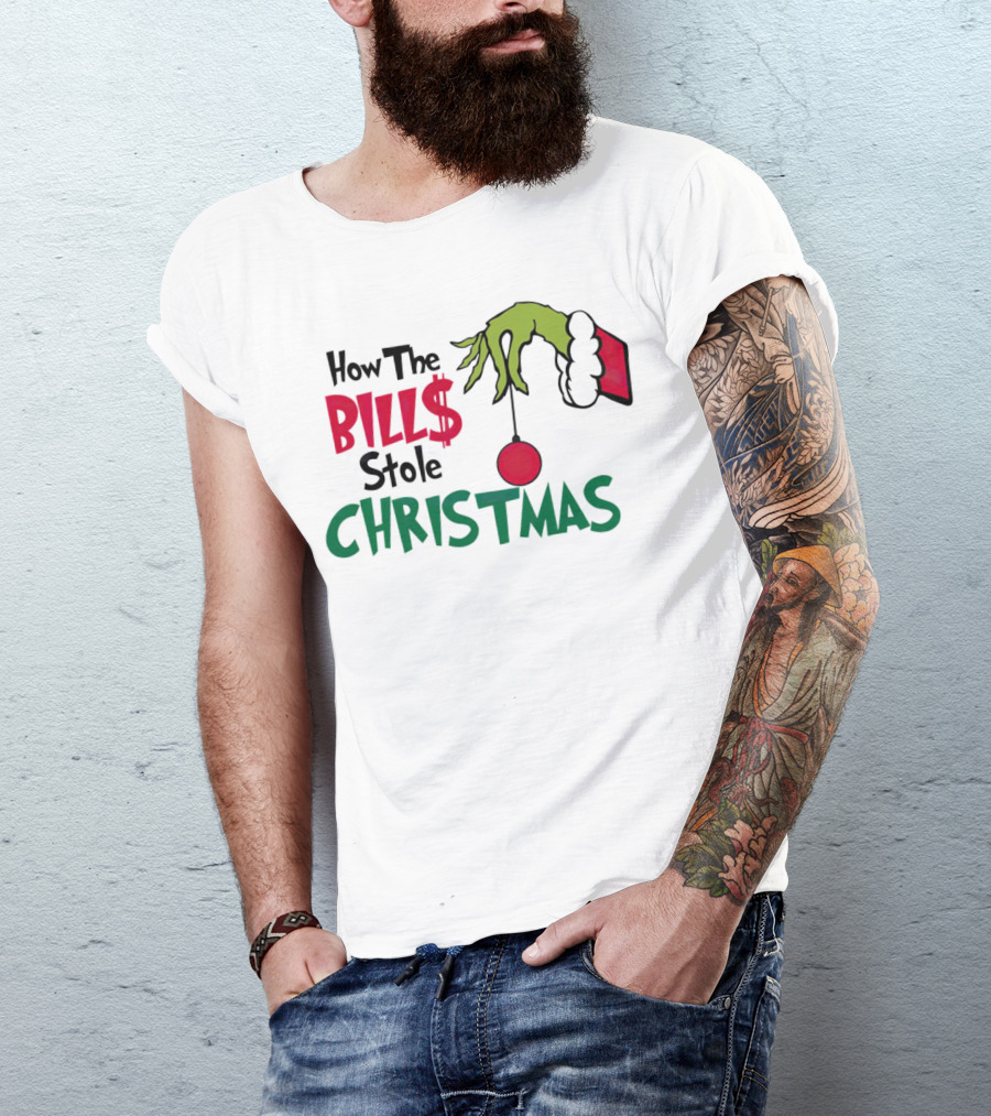 How The Bills Stole Christmas Grinch Hand T-Shirt