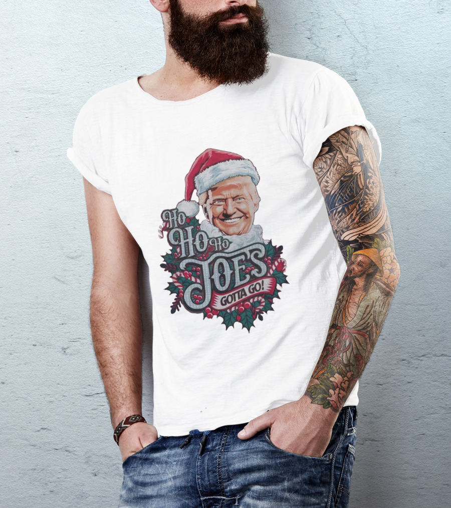 Ho Ho Ho Joes Gotta Go Trump Christmas Santa Hat Candy Canes T-Shirt