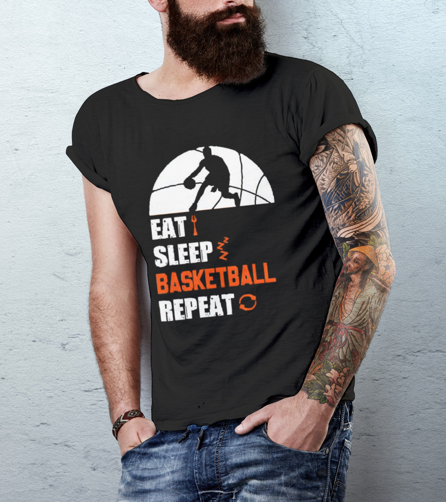 Eat Sleep Basketball Repeat Player Silhouette Ball T-Shirt