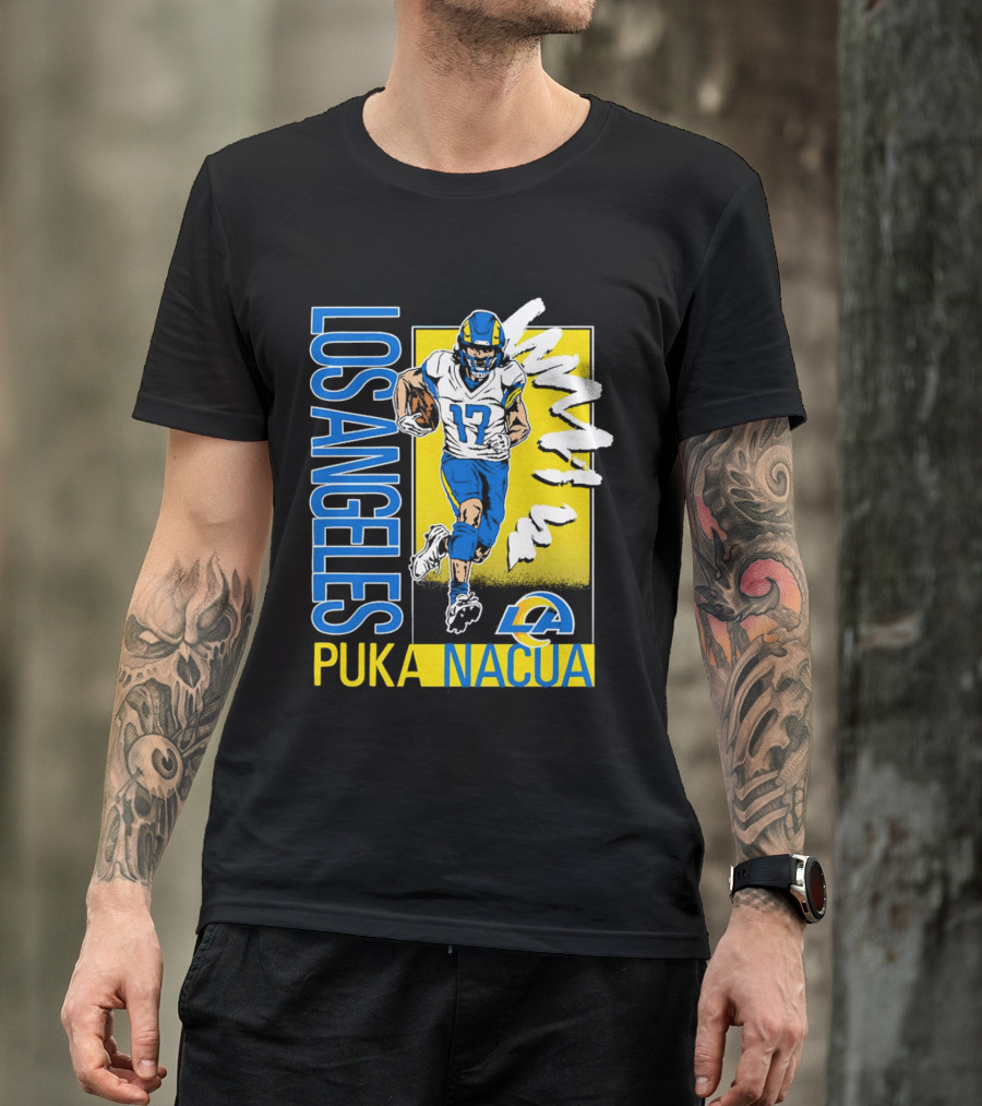 Los Angeles Puka Nacua Rams 17 Player Caricature T-Shirt