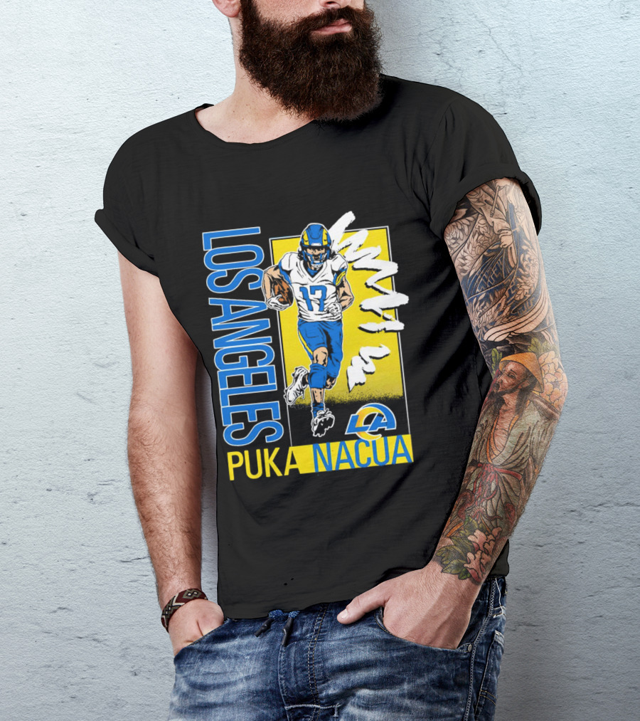 Los Angeles Puka Nacua Rams 17 Player Caricature T-Shirt