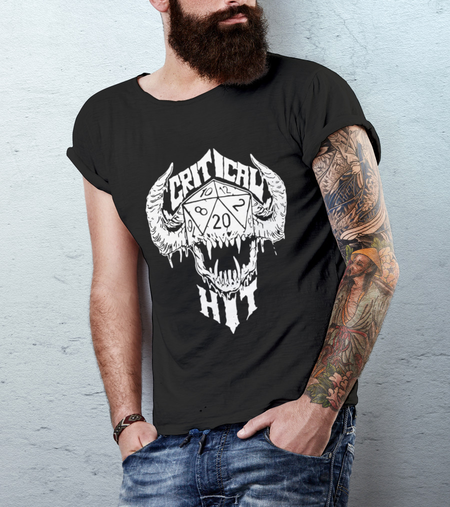 Critical Hit Dice Skull D20 Gaming T-Shirt