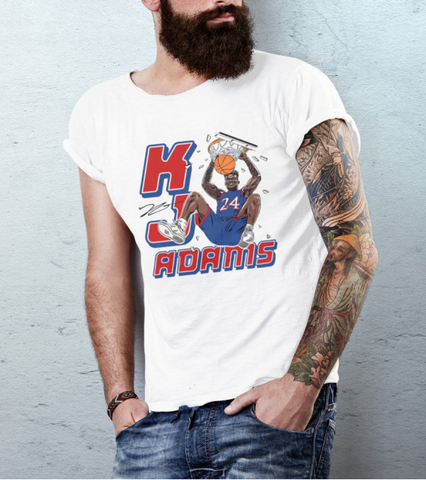 KJ Adams Kansas Jayhawks Dunking Basketball Player 24 Signature T-Shirt