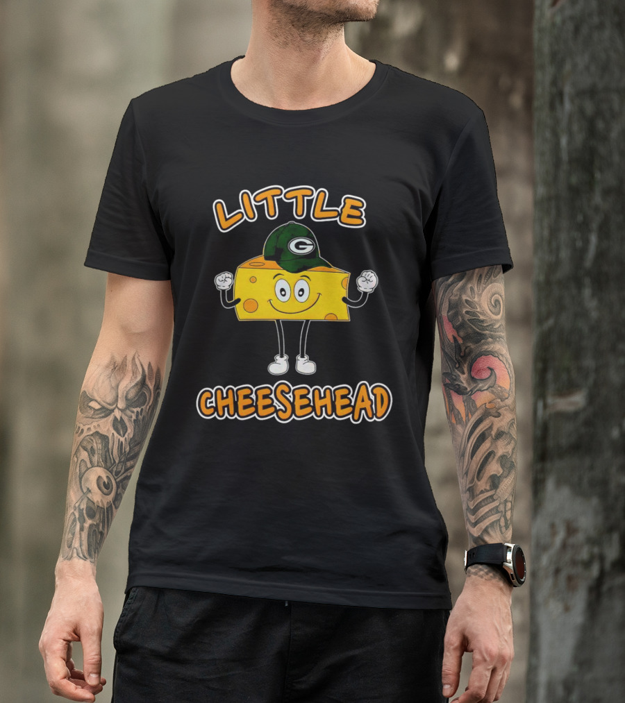 Green Bay Packers Little Cheesehead Illustration With Football Helmet T-Shirt