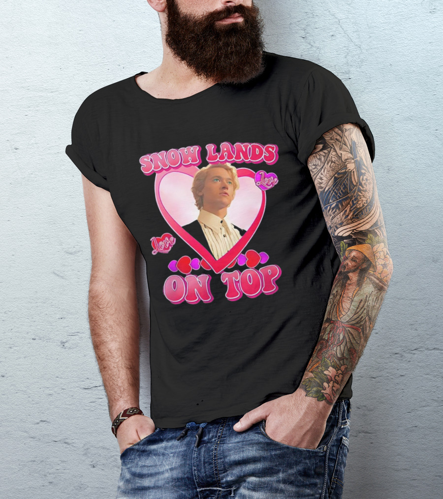 Snow Lands Love On Top Heart Framed Portrait Romance T-Shirt
