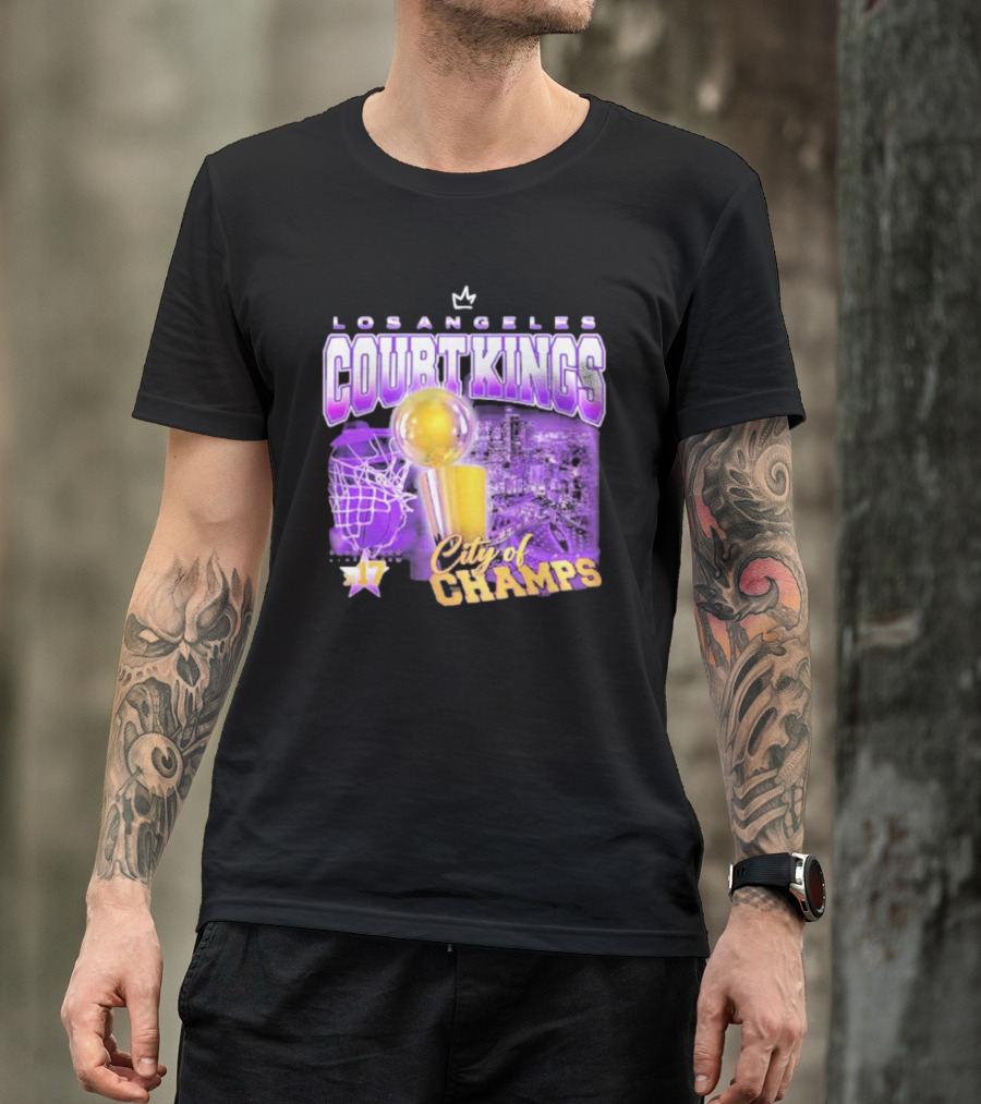 Los Angeles Court Kings City Of Champs 17 Golden Trophy T-Shirt