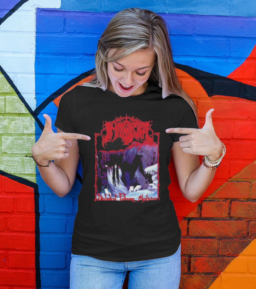 Immortal Diabolical Fullmoon Mysticism Red Logo Snowy Landscape Wraith And Wolves T-Shirt