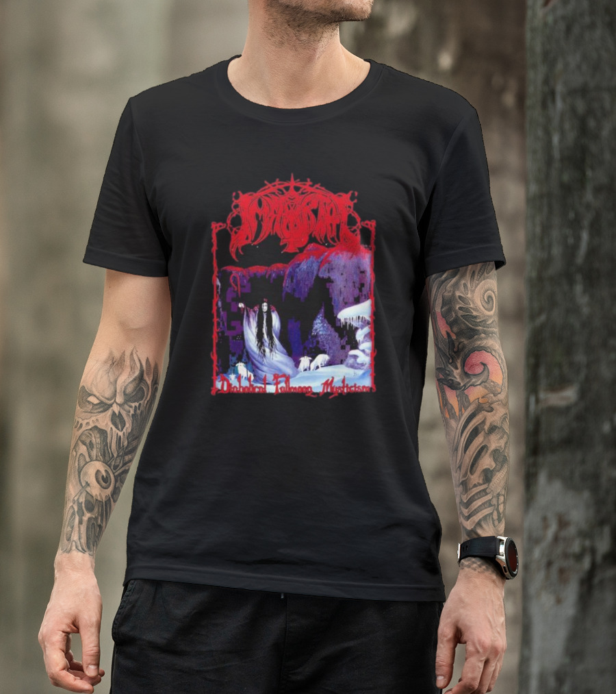 Immortal Diabolical Fullmoon Mysticism Red Logo Snowy Landscape Wraith And Wolves T-Shirt