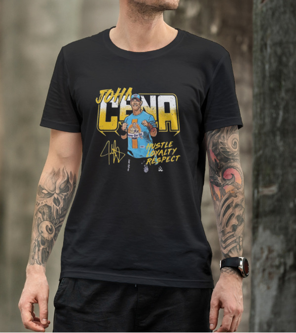 John Cena Hustle Loyalty Respect Never Give Up Signature WWE T-Shirt