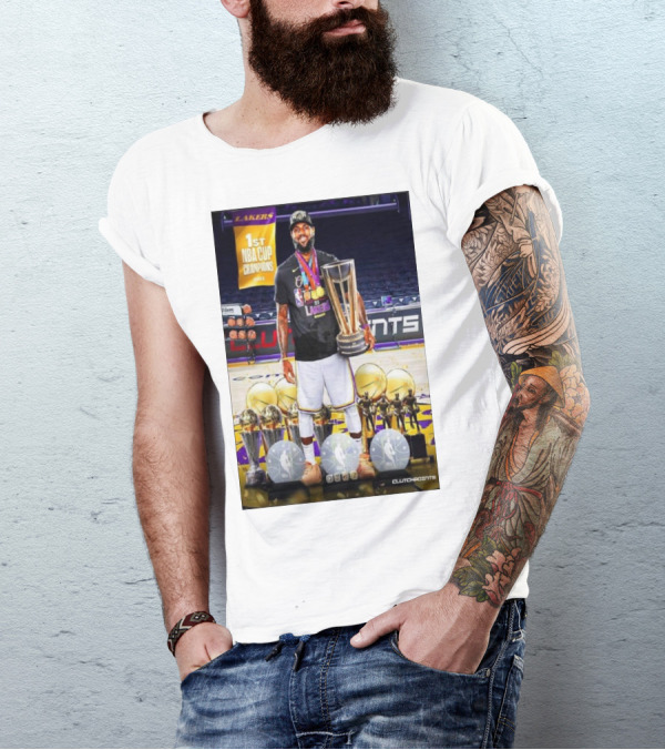 Lakers 1st NBA Cup Champions LeBron James MVP Clutchpoints T-Shirt