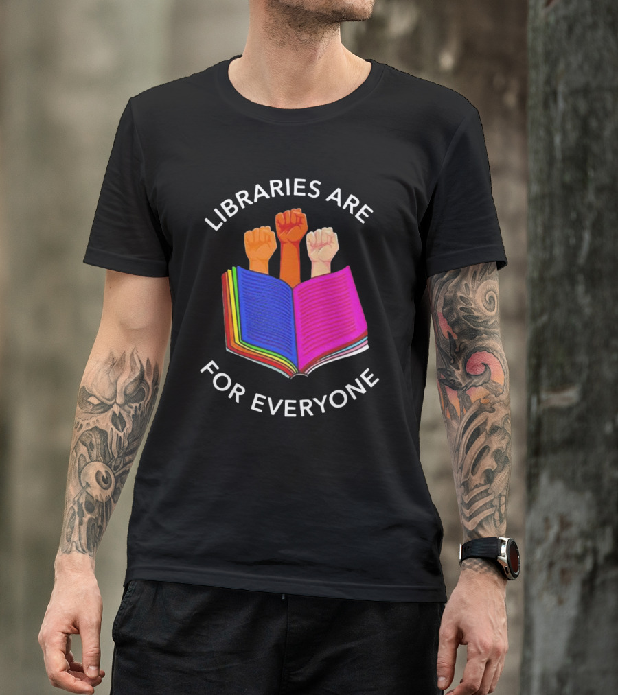 Libraries Are For Everyone Diverse Unity Open Book Fists T-Shirt