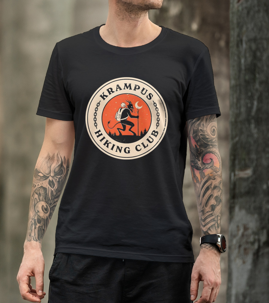 Krampus Hiking Club Moonlit Forest Adventure T-Shirt