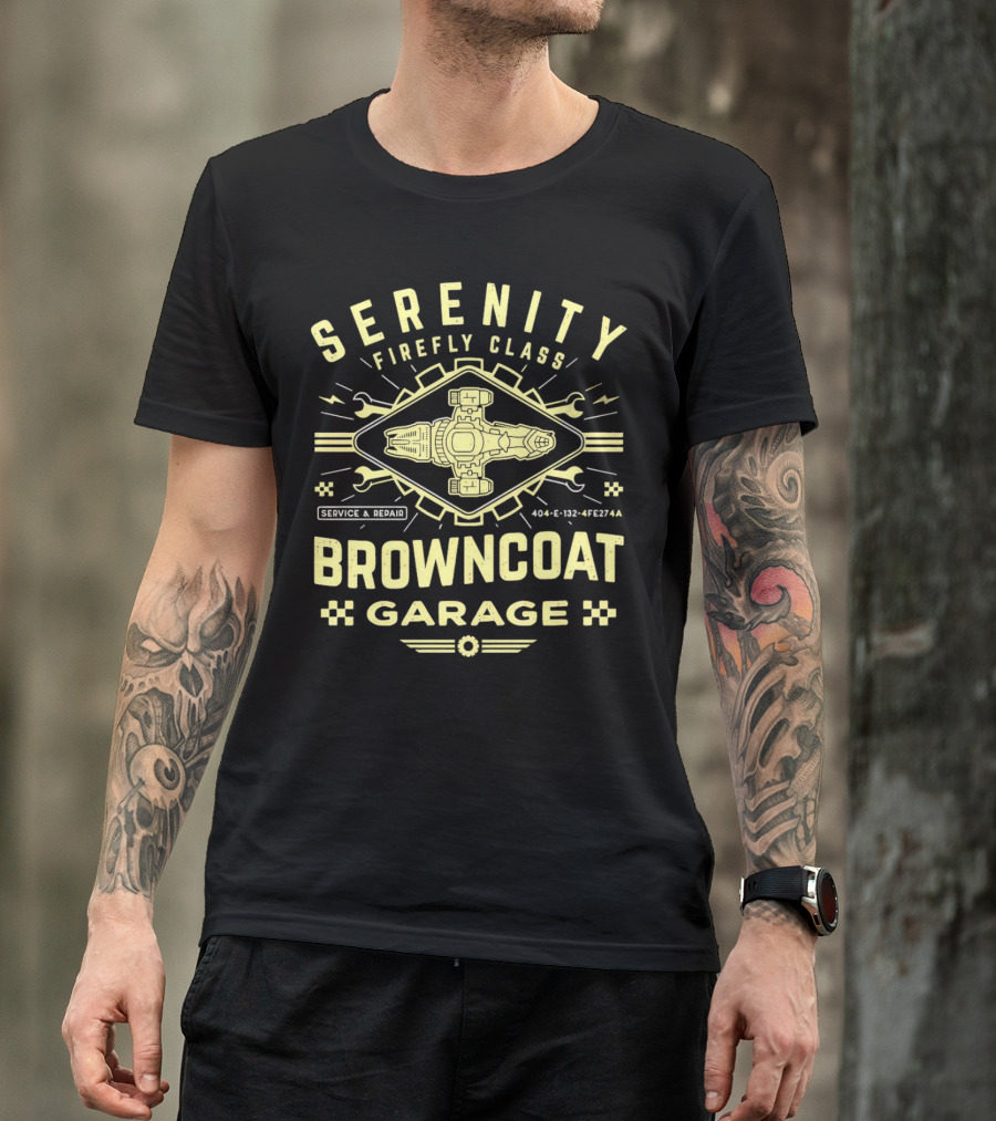Serenity Firefly Class Browncoat Garage Service And Repair T-Shirt