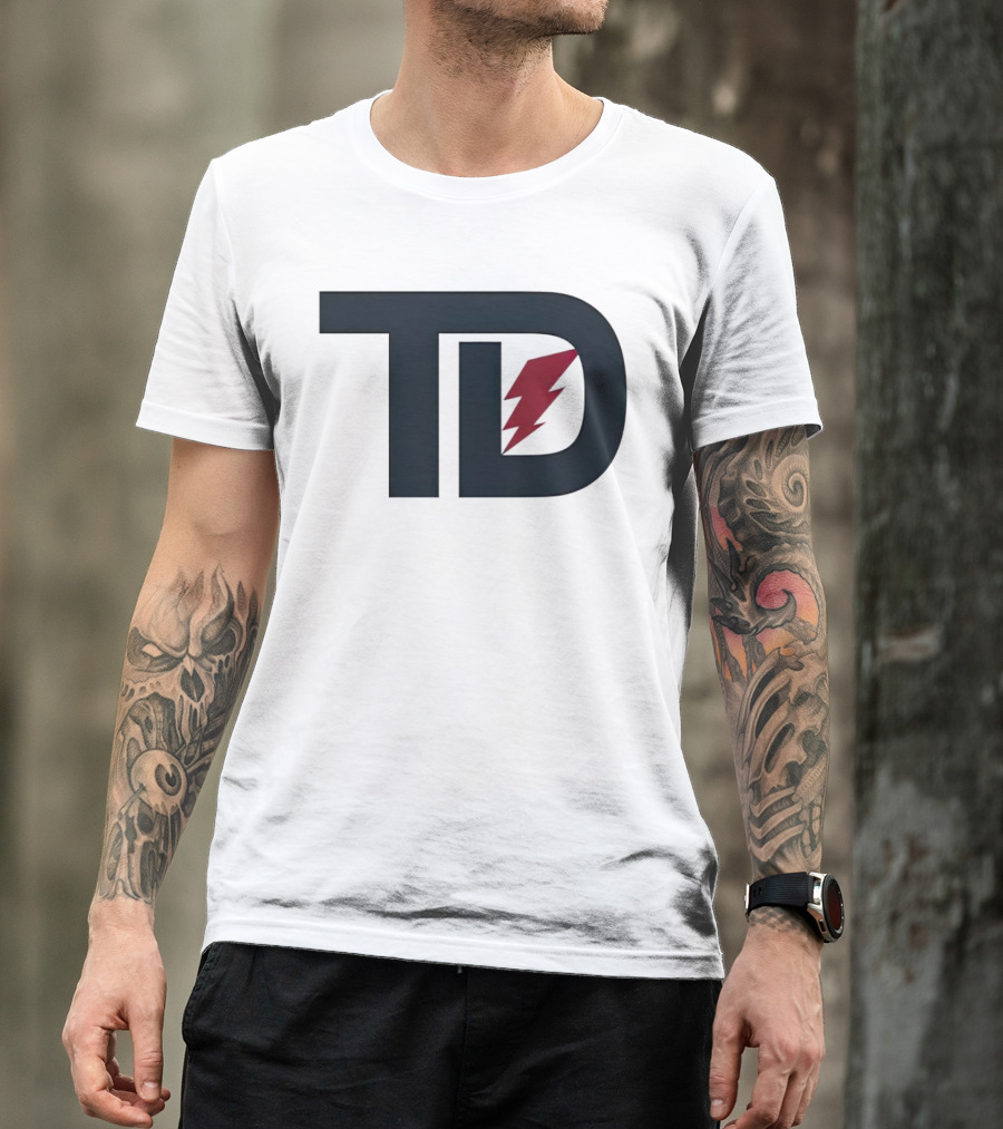 TD Logo With Red Lightning Bolt Tank Dell Houston Texans Football T-Shirt