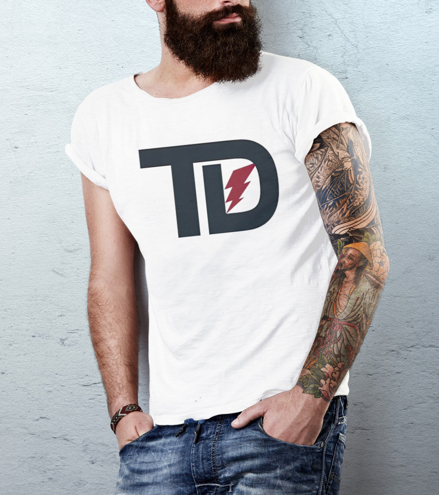 TD Logo With Red Lightning Bolt Tank Dell Houston Texans Football T-Shirt